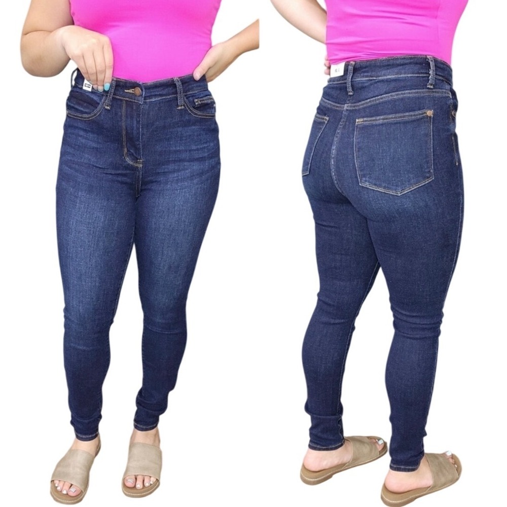 Judy Blue Womens Skinny Fit Jeans 24W Dark Wash Denim Casual Stretch Clean Basic